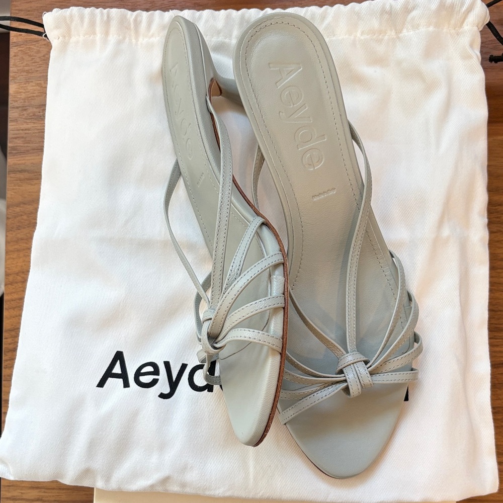 Aeyde Light neutral misty “napa” color  Abby heels - Picture 2 of 5